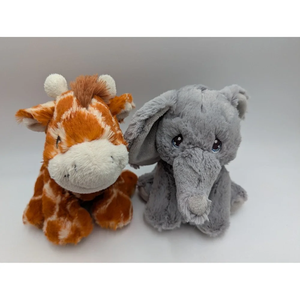 Aurora Precious Moments Plush Elephant Giraffe Teardrop Eyes Lot of 2